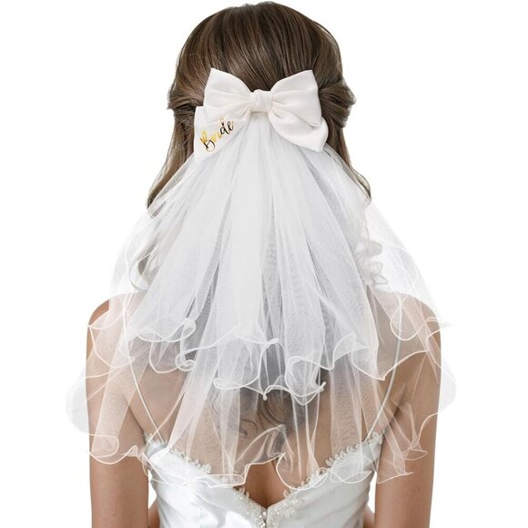 ? Women White Bow Clip Bachelorette Party Clip Decorations Pearl Accessories